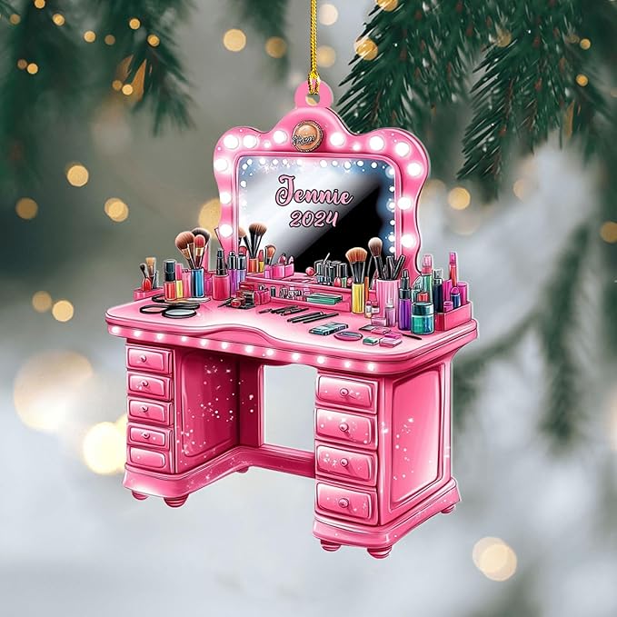 Personalized Makeup Tools Ornament – Custom Beauty Christmas Tree Decoration, Holiday Keepsake Gift for Makeup Artists, Cosmetologists, Beauty Lovers, Salon Owners, Families and Coworkers (MKH2)