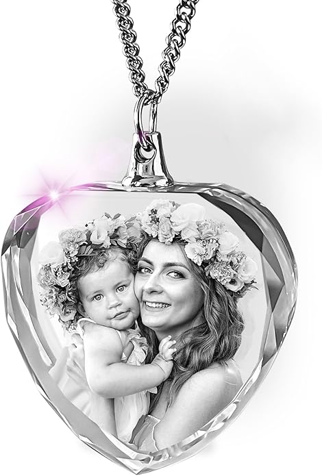 ArtPix 3D Crystal Photo, Personalized Gift Necklace Heart for Women, Wife, Her, Custom Gift for Dad, Father, Great Customized Gifts With Your Own Picture