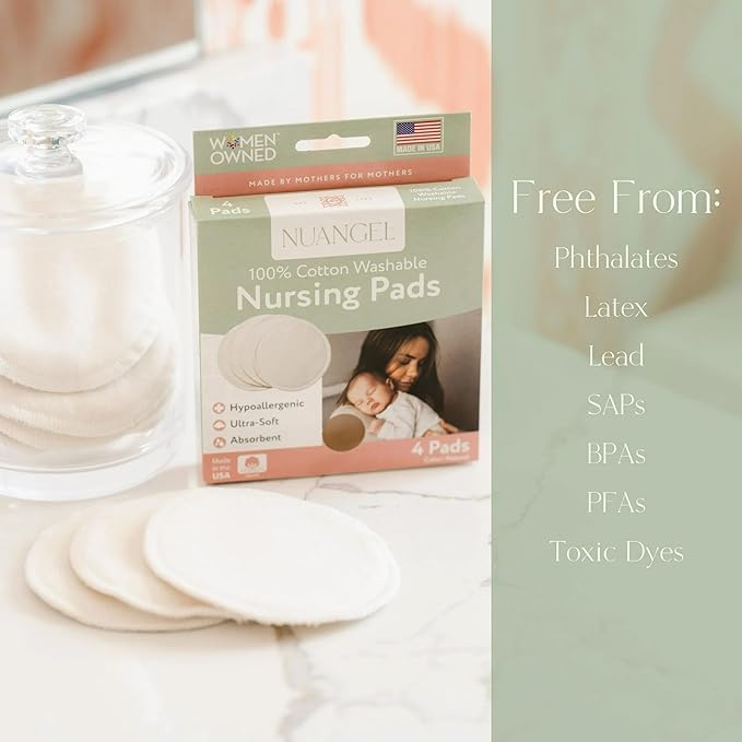 100% Cotton Washable Nursing Pads for Breastfeeding, Reusable & Breathable Leak Protection – 8 Pack (Natural)