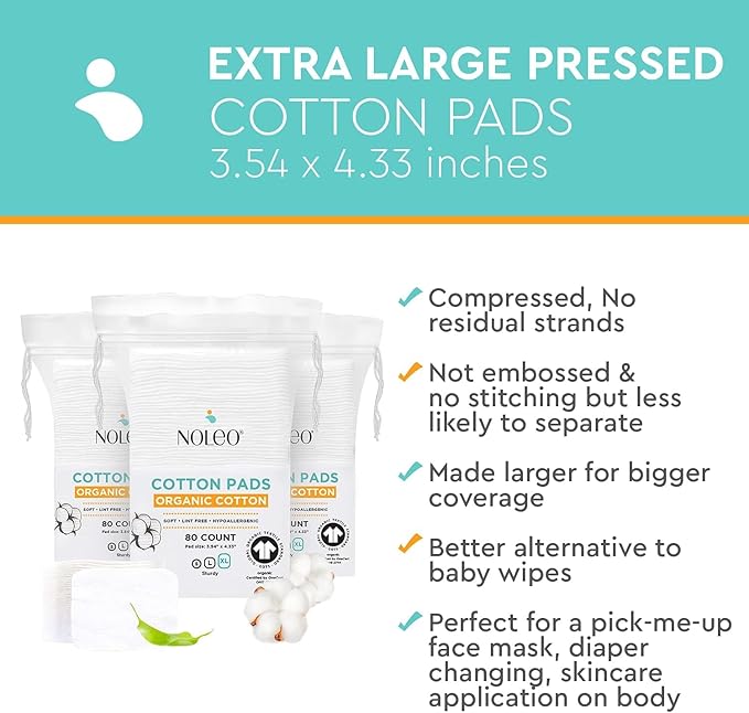 Cotton Rounds & Pads (240 Count (Pack of 3), Extra Large & Pressed)