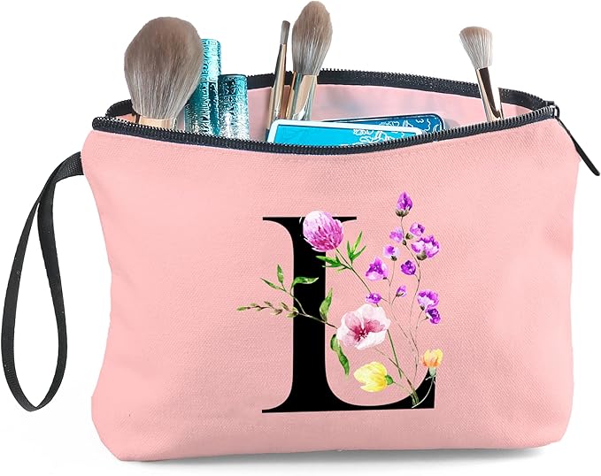 Happy Birthday Friendship Bridesmaid Team Gifts for Employees Women Mom Aunt Daughter Teenage Girl Personalized Make up Cosmetic Bag Travel with Mirror Mothers Day Christmas Graduation L