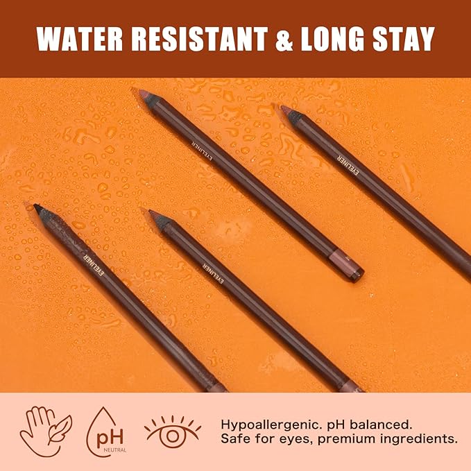 Pinkiou 5 Colors Eyebrow Pencil Set, Waterproof Smudge-Proof Brow Pencil, Long-Lasting Makeup Pencils for Eyebrows and Eyeliner (Plum, Stone, Chocolate, Brown, Black)