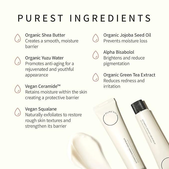 PURE’AM Authentic Korean Skin Care - Barrier Cream - Hydrating Face Moisturizer For Dry & Sensitive Skin - Vegan, 1.0 Fl Oz, 30 ml