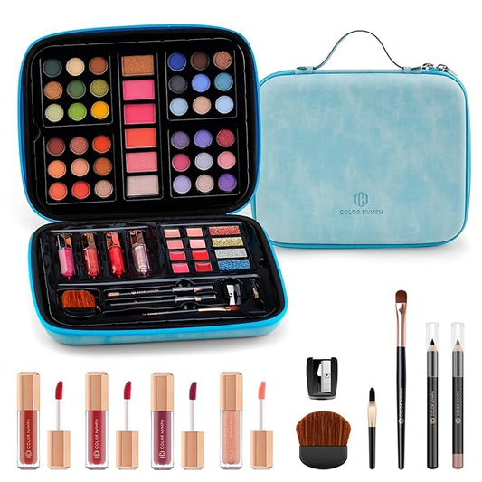Color Nymph Makeup Palettes Makeup kits for Girls Any Ages, Teens Makeup Set for Beginner with Reusable Handbag, Eyeshadow Palette with Blushes Bronzer Highlighter Lipgloss Lip Oil Sharpener