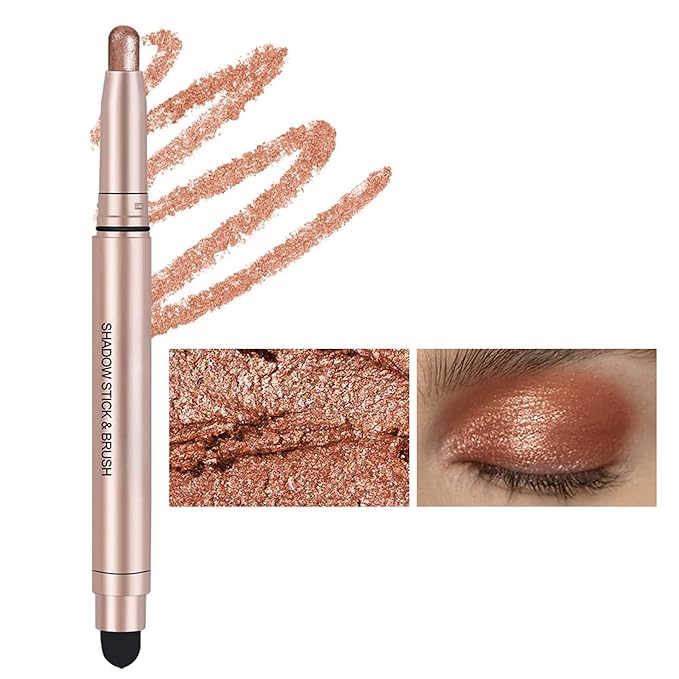 Eyeshadow Sticks Long-Lasting Cream Shimmer Finish Easy Apply with Built-in Smudger Blendable Champagne