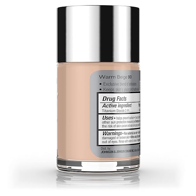 Neutrogena Healthy Skin Liquid Makeup Foundation, Broad Spectrum SPF 20 Sunscreen, Lightweight & Flawless Coverage Foundation with Antioxidant Vitamin E & Feverfew, 90 Warm Beige, 1 fl. oz