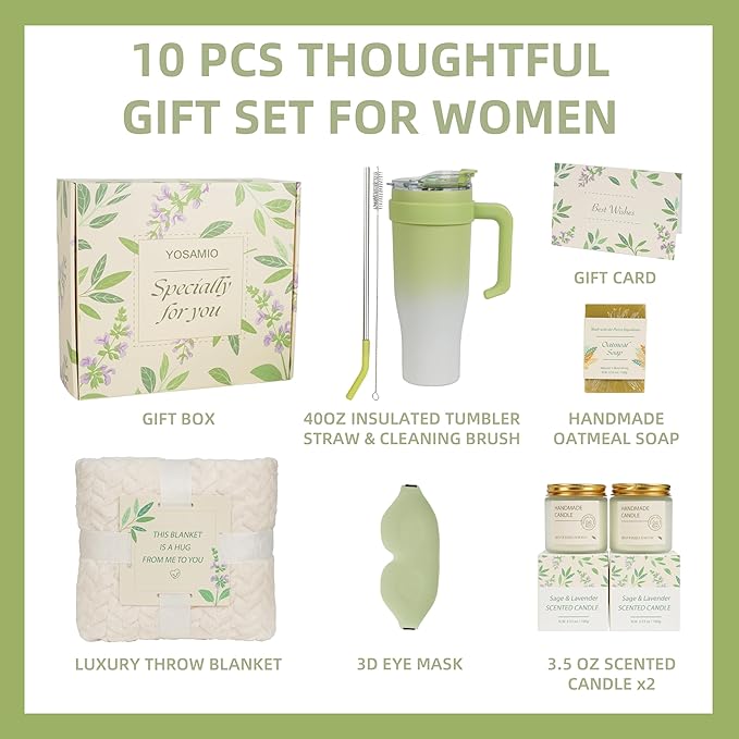 Get Well Gifts for Women – Get Well Soon Gift Baskets for Women, Luxury Self Care Basket with Blanket, 40oz Tumbler, Candle & Soap, Relaxation Package for Her