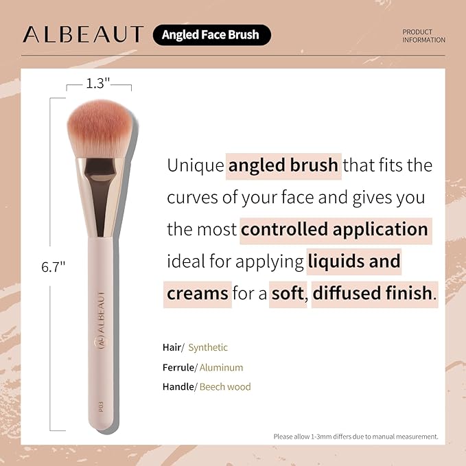 Liquid Blush Brush Angled for Cheek Makeup,Cream Foundation Contour Bronzer highlight Blending, Angled Face Makeup Tool (Multitask Face Brush)