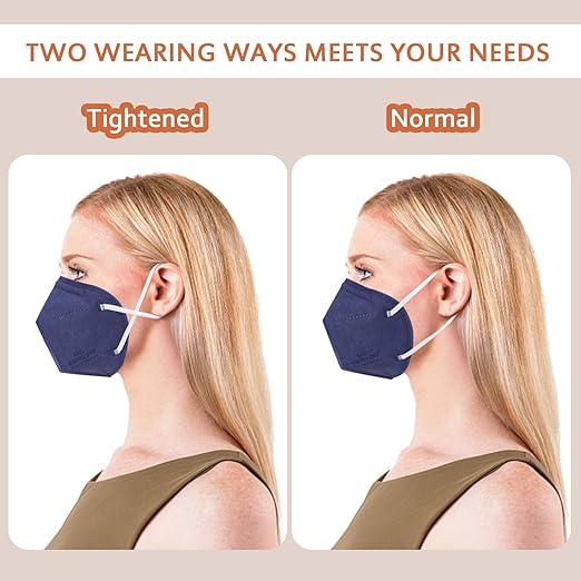 KN95 Face Masks 50 Pcs, 5-Ply Protection Navy KN95 Mask, Disposable Face Masks for Adults
