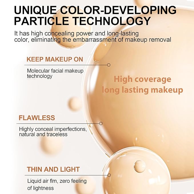 Biology 4-in-1 Foundation Hydrating Medium Spectrum Full Coverage Lotion Foundation, Protecting from Sun with SPF 50+, 4 1 Concealer Waterproof Longwear (Medium, M)
