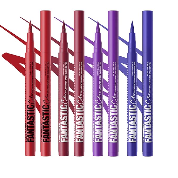 LANGMANNI 4 Colors Matte Liquid Eyeliner Set, Neon Colorful Pigmented With Long-lasting, Smudgeproof & Waterproof Eye Liner Makeup for Bold & Stunning Looks - Gift for Girls(5+6+7+8)