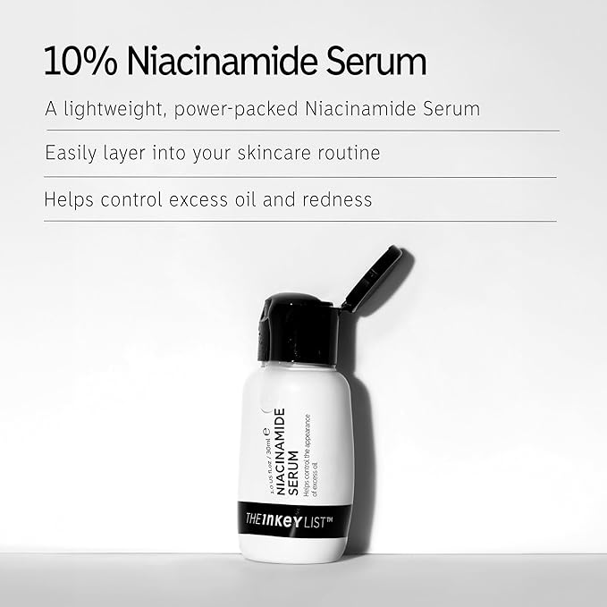 The INKEY List 10% Niacinamide Serum, Lightweight Oil Control Serum Helps with Blemishes and Appearance of Redness, Hydrating 1% Hyaluronic Acid 30ml, 1 fl oz