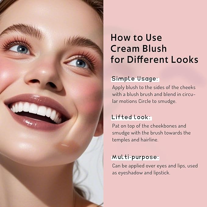 bayfree Multi Cream Blush & Blush Brush Set, Korean Makeup Blush for Cheeks, Multi-Use Face Balm, Lightweight & Hydrating, Blendable Color, Non-Greasy, Soft Bristles for Radiant Finish (Rose Crystal)