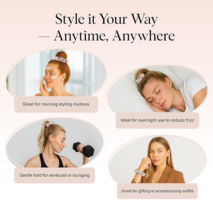 Kitsch Satin Scrunchies for Women - Softer Than Silk Scrunchies | Hair Ties No Damage for Frizz-Free Sleep | Perfect for Day or Night Hair Accessories | Ideal Gifts for Women - Assorted, 5pcs