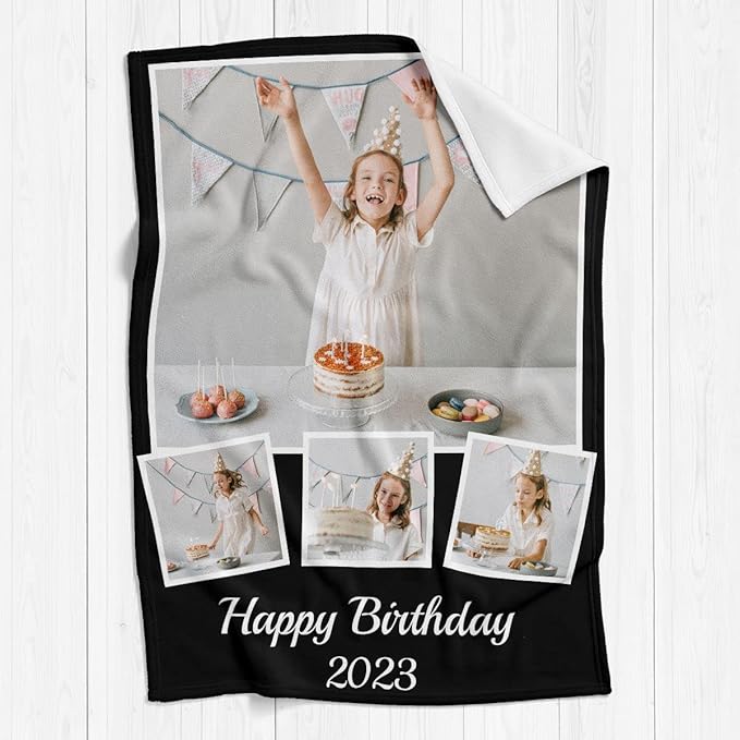 Personalized Photo Blanket Using My Own Photos, Custom Blankets with Photos, Customized Blankets with Pictures, Personalized Birthday Gifts for Women Men Baby Child