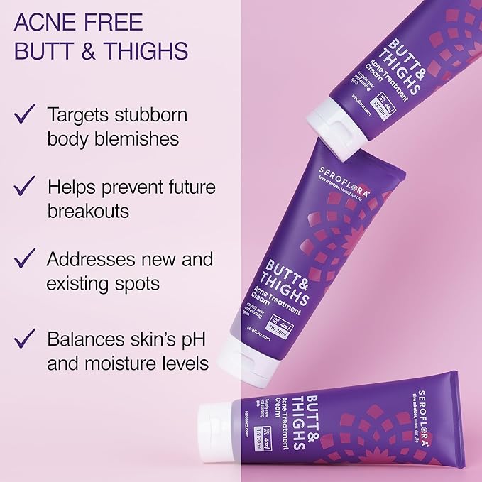 Butt Acne Clearing Treatment Cream - Reduce Bum Acne, Pimples & Zits - Clearing Acne Lotion for Buttocks - 2% Salicylic Acid for Acne Prone Skin (4oz) Made in USA.