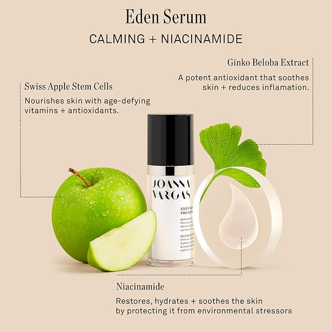 Joanna Vargas Eden Rejuvenating Pro Face Serum for Women - Hyaluronic Acid and Niacinamide Serum for Glowing Skin - Hydrate face with Anti Aging & Anti Oxidant Botanicals, 30 ml