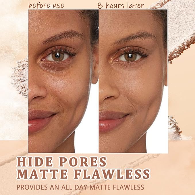 Oil Control Face Pressed Powder,Matte Smooth Flawless Setting Powder Makeup,Waterproof Long Lasting Finishing Powder,Cruelty Free Lightweight Face Cosmetics,0.35Oz(CAPPUCCINO)