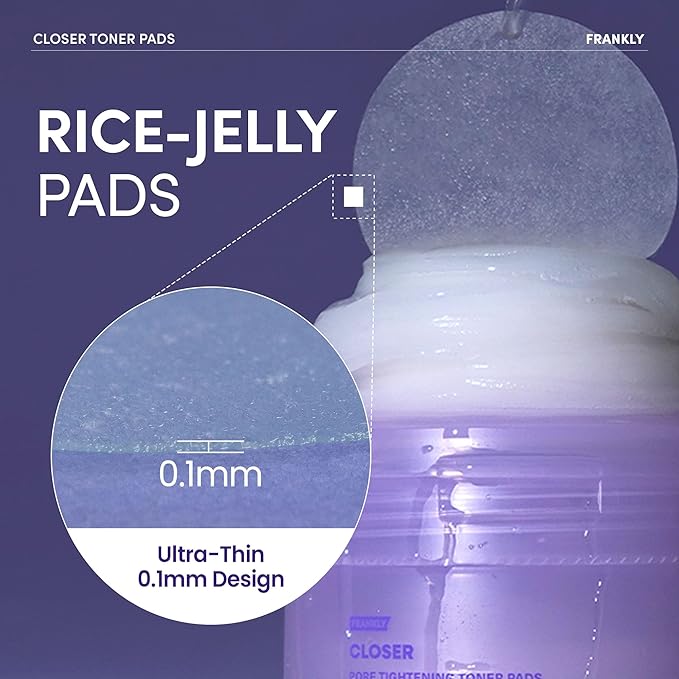 FRANKLY Pore Closer Toner Pads l Rice Jelly Pads with 9 Peptides, Vegan Collagen, Rice Extract l Pore Minimizer l Hydrating for All Skin Types l Korean Skin Care