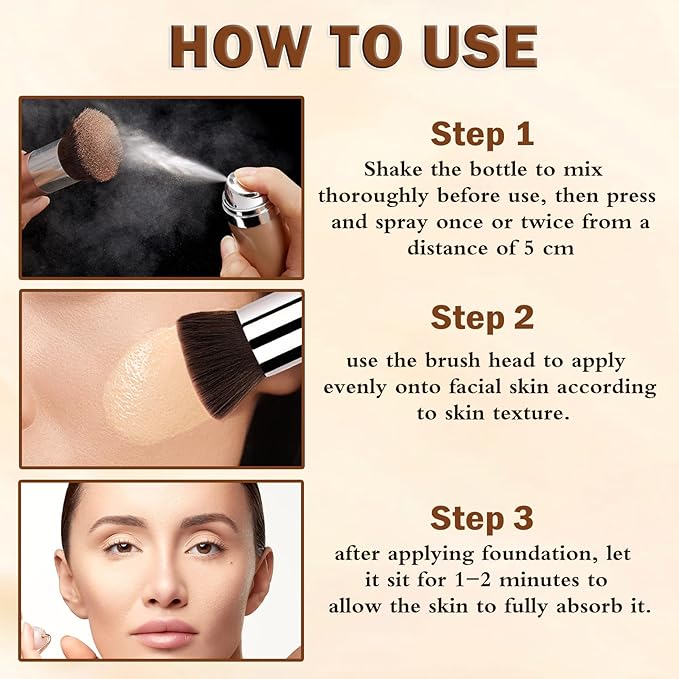 Airbrush Foundation Full Coverage for Smooth Nude Finish,Breathable Blendable Airbrush Makeup for Smooth Radiant Finish,Waterproof Foundation for Silky Mist Finish (03 Nude Color)