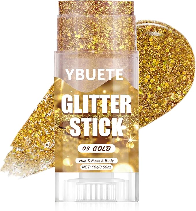 Gold Face and Body Glitter Stick for Sparkling Makeup, Hair Glitter Accessories for Women, Highlighting Stick for Fairy Dust Makeup, Cheerful Face Glitter for Festive Parties and Carnivals