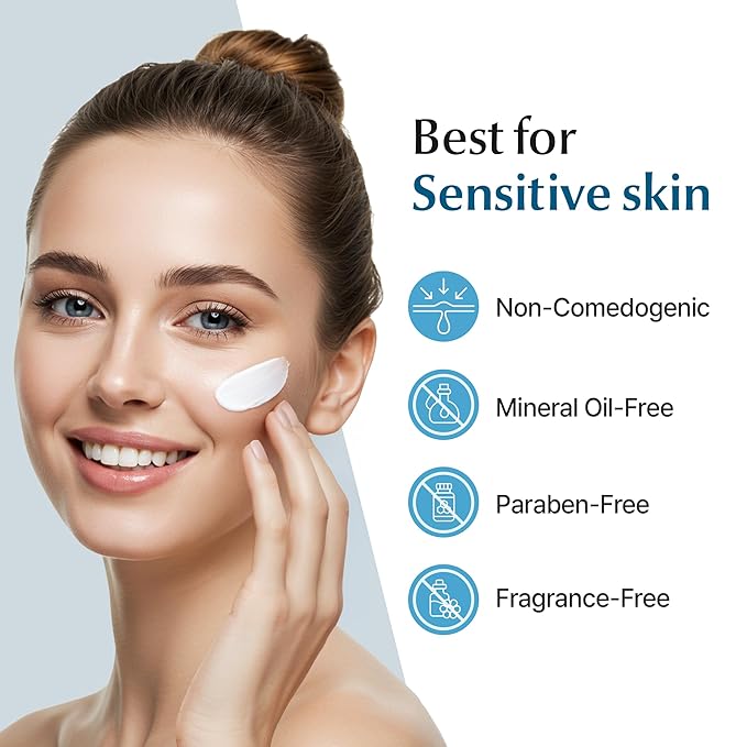 Cica Face Moisturizer with Pro-Vitamin B5 – Daily Hydrating Cream for Dry and Delicate Skin – With Panthenol, Squalane & Glycerin – Lightweight Skin Barrier Support, Day & Night, 2.2 Fl Oz.