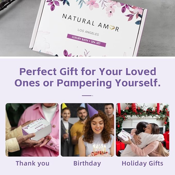 Natural Bath Salt Gift Set – 4-Pack Relaxing Soaks with Himalayan Pink Salt, Sea Salt, Essential Oils, Jojoba Oil & Dried Flowers – Spa Gift for Women & Self Care