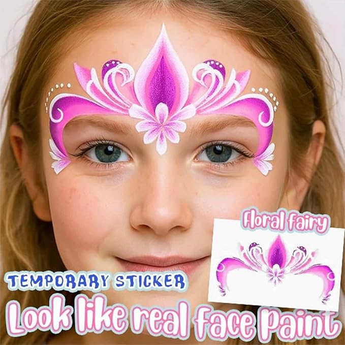 Cithway Easy-Stick Realistic Face Paint Sticker Set, 8 stickers in different colors for Halloween, Carnival, Cosplay, Various holidays and occasions (1PC)