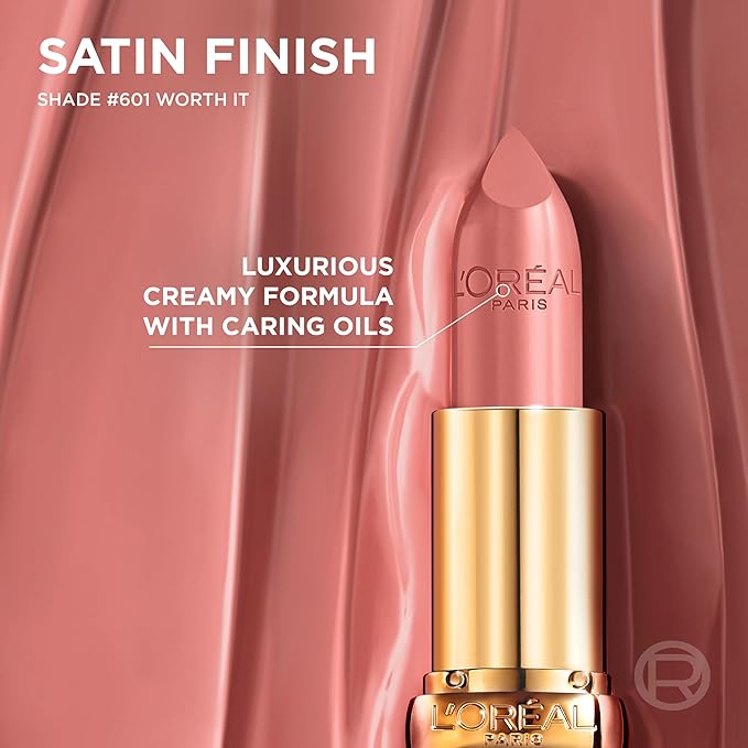 L'Oreal Paris Colour Riche Satin Lipstick for Moisturized Lips,Lip Makeup with Argan Oil and Vitamin E,Worth It Medium,0.13 Oz