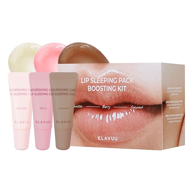 Klavuu Lip Mask Sleeping Pack (0.7oz) (Kit) – Overnight Deep Hydrating Korean Lip Balm Treatment for Very Dry, Chapped Lips | Lip Lightening & Plumping with Instant Hydration | Gentle Exfoliating