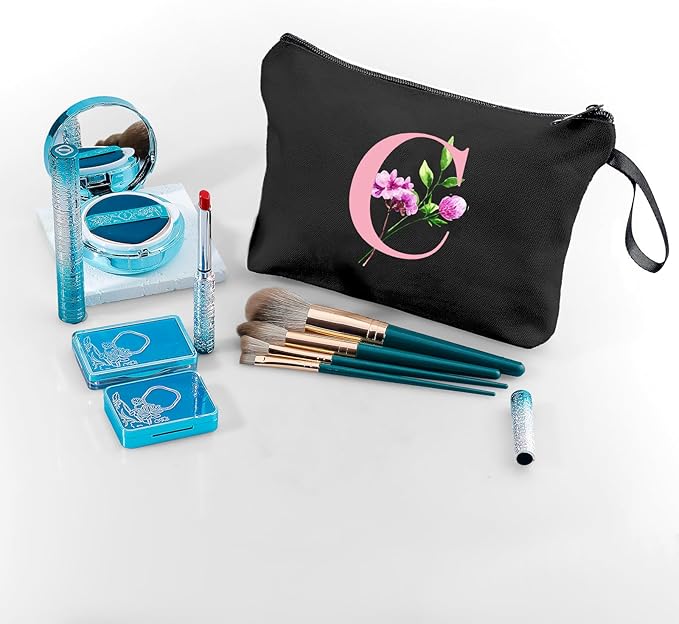 Happy Birthday Friendship Womens Bridesmaid Coolest Gifts for Sister Teacher Coworkers Personalized Travel Makeup Cosmetic Bag with Mirror Valentines Mothers Day Christmas Graduation C