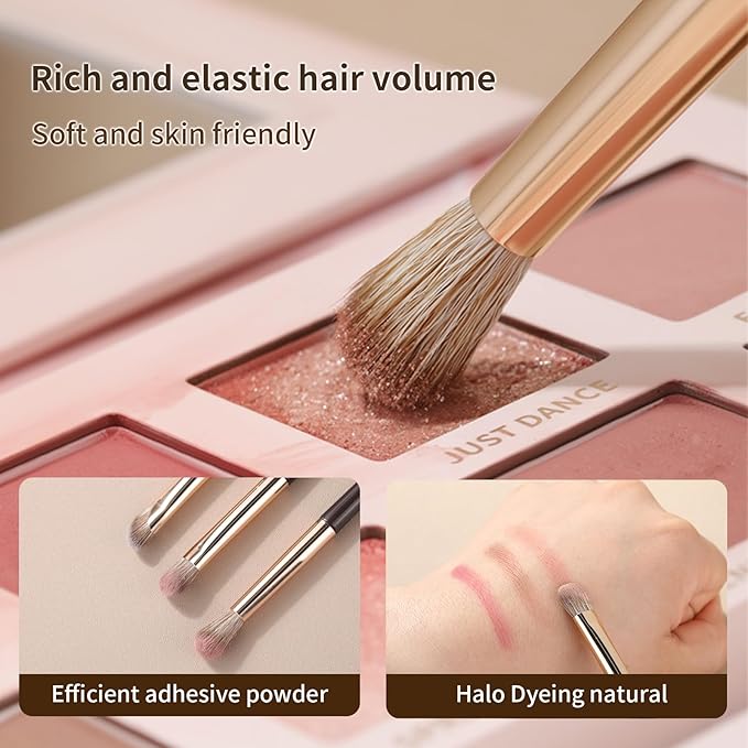 MSQ Eye Makeup Brushes 8pcs Eyeshadow Makeup Brushes Set with Bag, Soft Synthetic Hairs for Eyeshadow, Eyeliner, Blending, Concealer, Nose Shadow (Brown)