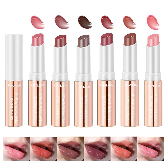 6 Pcs Lip Tint Hydrating, Tinted Lip Balm, Deep Nourishing Glossy Lipstick Set, Long Lasting Moisturizing Lip Care Balm Lip Makeup for Dry, Cracked and Chapped Lips