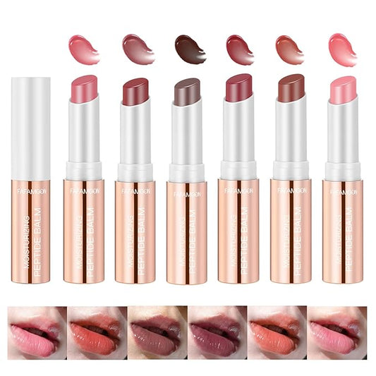6 Pcs Lip Tint Hydrating, Tinted Lip Balm, Deep Nourishing Glossy Lipstick Set, Long Lasting Moisturizing Lip Care Balm Lip Makeup for Dry, Cracked and Chapped Lips