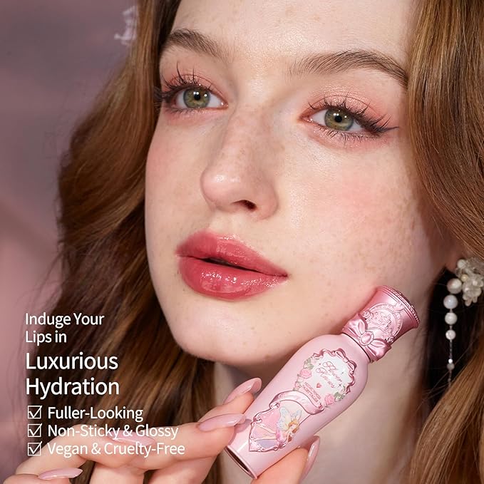 Flower Knows Midsummer Fairytales Coating Lip Lacquer,Glowy Non-Fading Lip Gloss,Hydrating Tinted Lip Oil for Girls&Women,Vegan & Cruelty Free,0.17Fl Oz(G06 Bluebell)