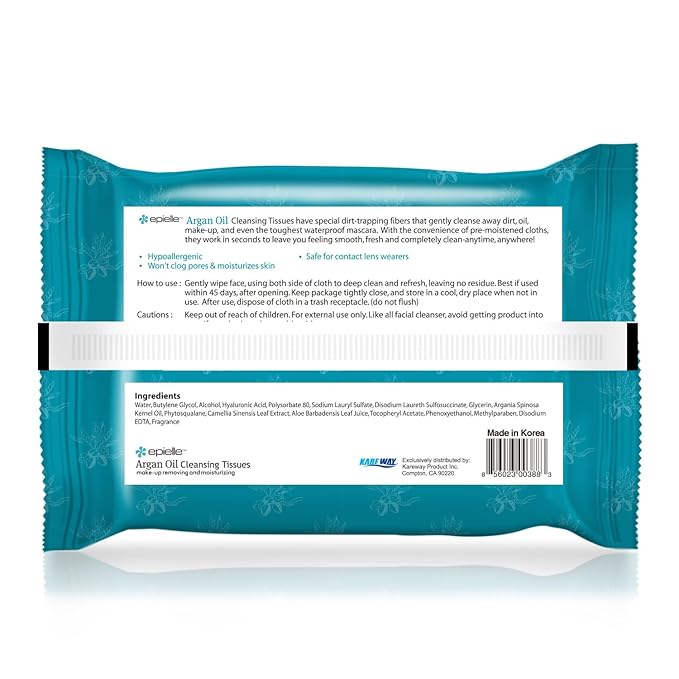 Epielle Makeup Remover Wipes, Remove Dirt, Oil, Waterproof Mascara, Gentle Daily Facial Cleanser Towelettes with Collagen, Cucumber, Aloe Vera & Argan Oil, Vegan & Cruelty-Free, 60 Count (Pack of 4)