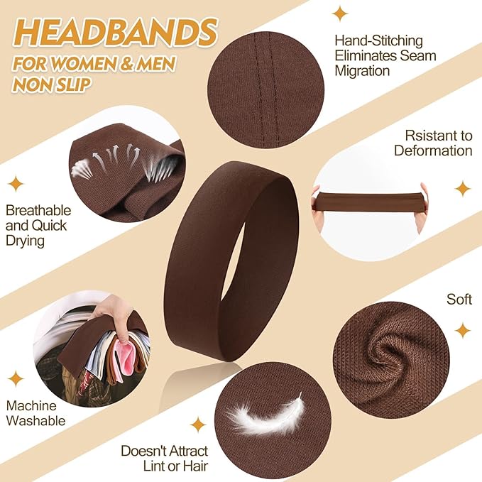 Headbands for Women Stocking Stuffers - 8Pcs Head Bands Non Slip for Women's Hair Accessory Stretchy Fabric Sweat Headband for Workout Sport Yoga Running Christmas Birthday Gifts for Women Valentines