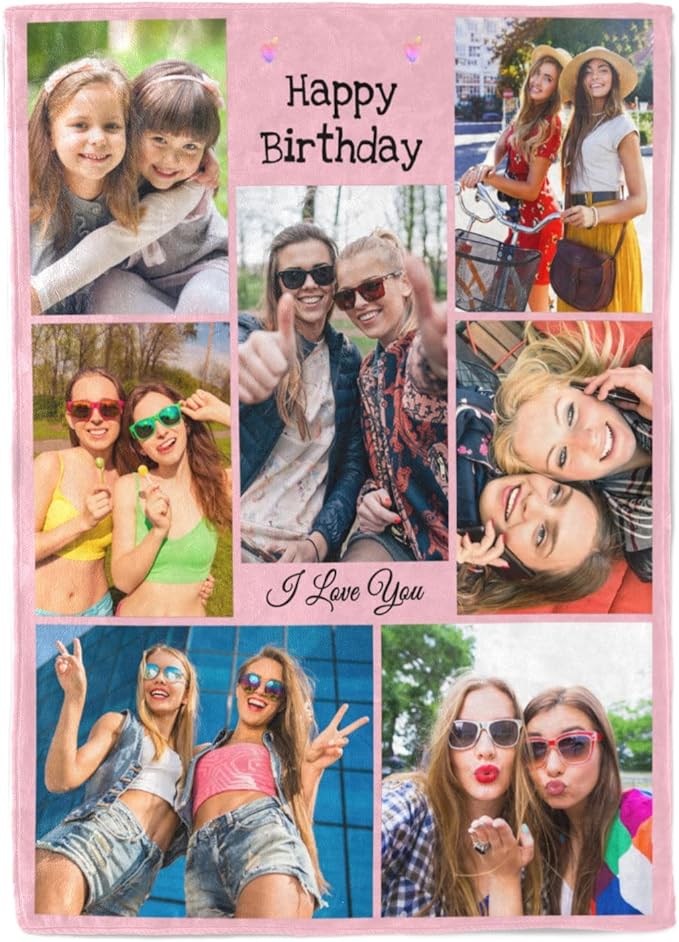 Custom Blanket with Photos, Personalized Photo Blankets Using My Own Photo, Customized Blankets with Picture, Personalized Birthday Gifts for Women Men, Personalized Gifts for Best Friends