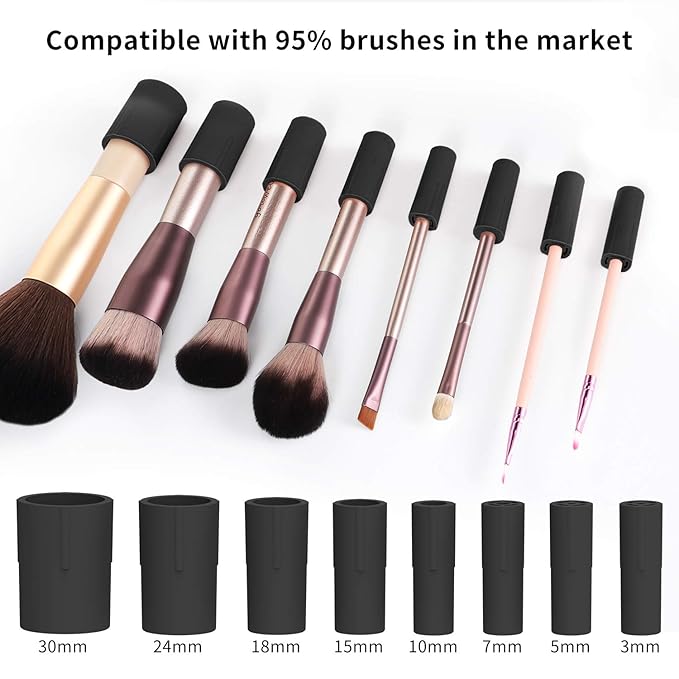 Senbowe Upgraded Makeup Brush Cleaner and Dryer Machine, Electric Cosmetic Automatic Brush Spinner with 8 Size Rubber Collars, Wash and Dry in Seconds, Deep Cosmetic Brush Spinner for All Size Brushes