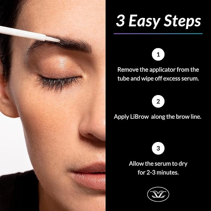 LiBrow Purified Eyebrow Serum to Grow Darker, Fuller, Thicker-Looking Brows - Natural Botanical Extracts, Safe for Sensitive Skin & Thin Overplucked Brows - Vegan & Cruelty-Free (3mL, 90-Day Supply)