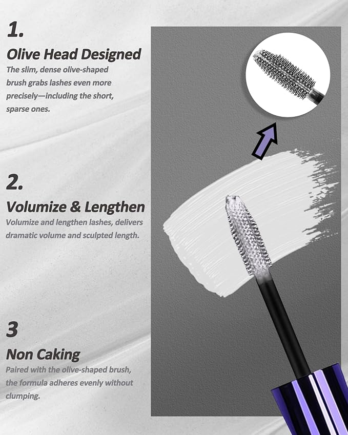 White Mascara and Eyeliner Set, 5D Waterproof Mascara Volume and Length Natural Lengthening Curling, Smudge Proof White Eyeliner Pencil, Natural Eye Makeup Gift Kit for Women in Halloween Set-01