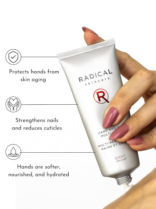 Radical Skincare Hand & Nail Multi Repair Creme - Provides Moisture & Fights Aging | Strengthens Nails & Cuticles | For All Skin Types Including Sensitive Skin | Cruelty & Paraben Free (2.5 Oz)
