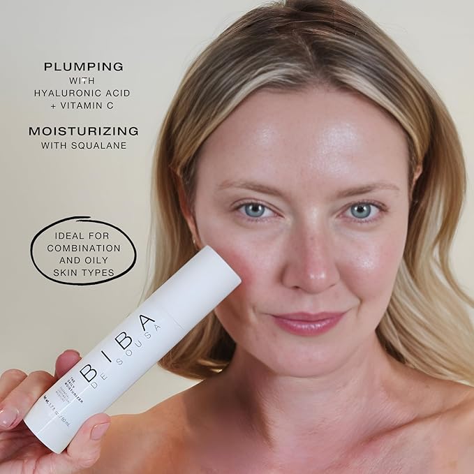 biba de sousa The Daily Moisturizer- Essential Hydration for All Skin Types - Non-comedogenic & Light Formula with Squalane & Vitamin C- Safe for Oily & Acne-Prone Skin (1.7 oz)