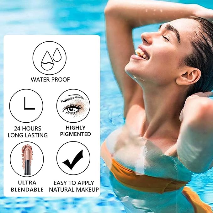 Gray Eyeshadow Stick Makeup, Cream Shimmer Eye Shadow Pencil, Hypoallergenic Waterproof Long Lasting Crayon, Smooth Glitter Primer Palette Eyeliner Make up