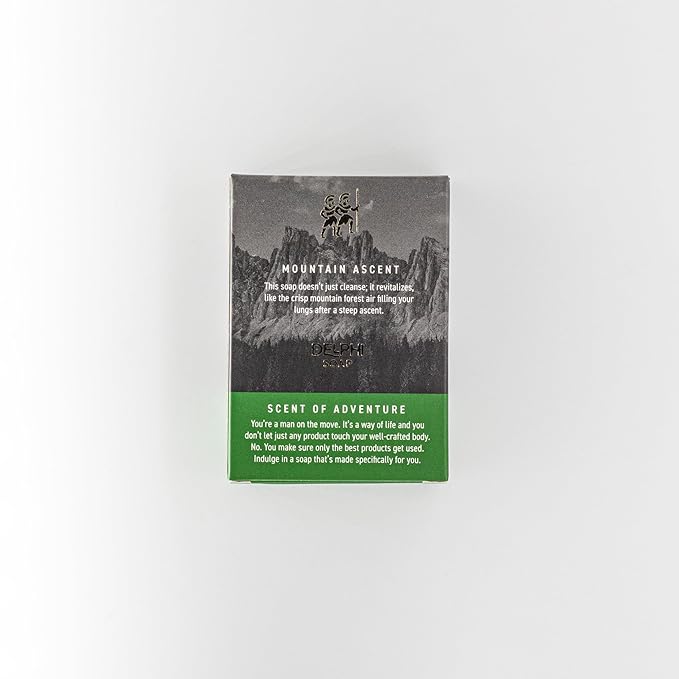 DELPHI Soap Men's Natural 5 oz Moisturizing Bar Soap Made from Natural Oils - Mountian Man 3 pack - Exfoliating - Mountain Ascent, Summit Citrus and new Horizons 3 Bundle