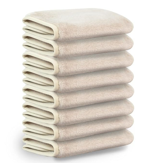 Nugilla Makeup Remover Cloths, 8 Packs Makeup Remover Towels Reusable Face Wash Cloth, Soft Makeup Remover Microfiber Face Cloth for Women(Beige)