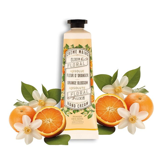 Panier des Sens - Small Hand Cream for Dry Cracked Hands – Orange Blossom Mini Hand Lotion for Dry Skin - With Sweet Almond and Olive Oil - Hand Care 96% Natural Ingredients - Travel Size 1 floz