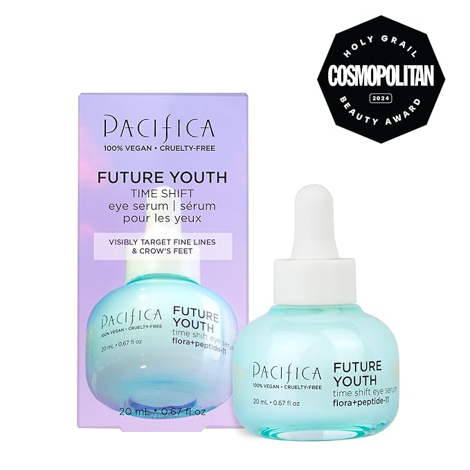 Pacifica Future Youth Time Shift Eye Serum – Peptide Eye Serum for Fine Lines & Dark Circles, Lifting & Firming Under Eye Treatment w/Flora + Peptide-11, Unscented Hydrating Gel for All Skin Types