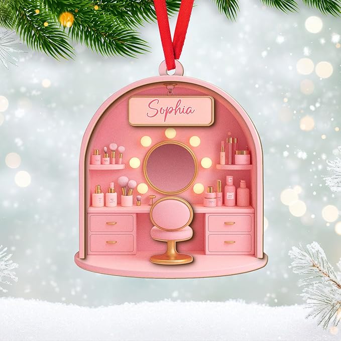 Personalized Makeup Tools Christmas Ornament 2025, Makeup Box Christmas Ornament Gift for Makeup Artist, Christmas Tree Decor for Makeup Shop, Gift for New Makeup Coworkers (Makeup 7)