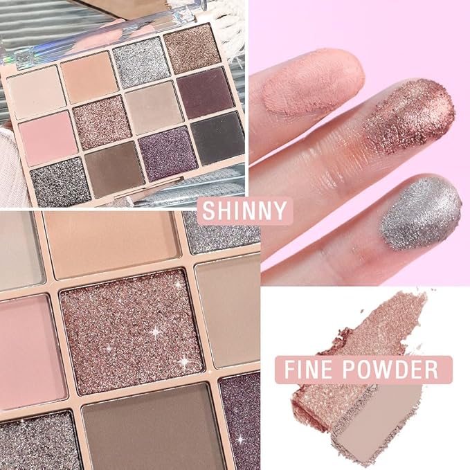 Eye Shadow Palette,Nude Silver Gray Cream Eyeshadow Makeup Pallets for Women Natural Eyeshadows for Eyes Long Lasting Naturing-Looking